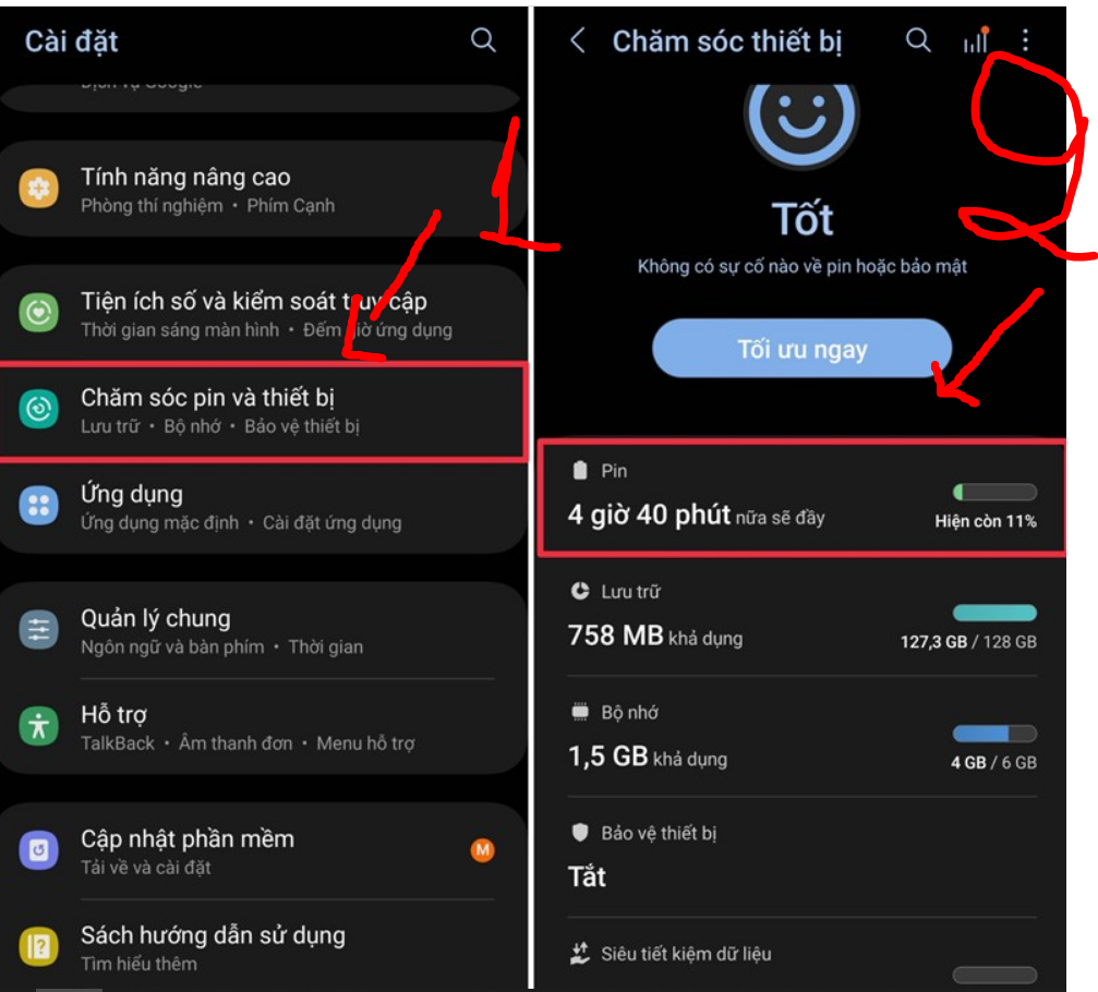 Tìm ứng dụng gây hao pin trên điện thoại
